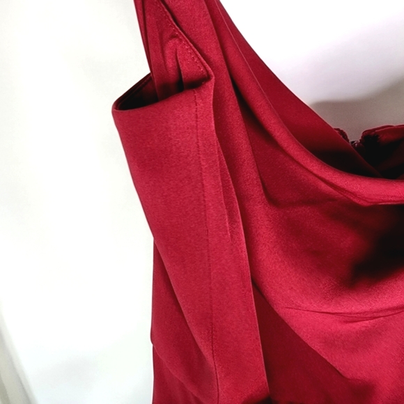 Forever New size 12 red satin maxi dress with full drape wide skirt - Picture 9 of 15